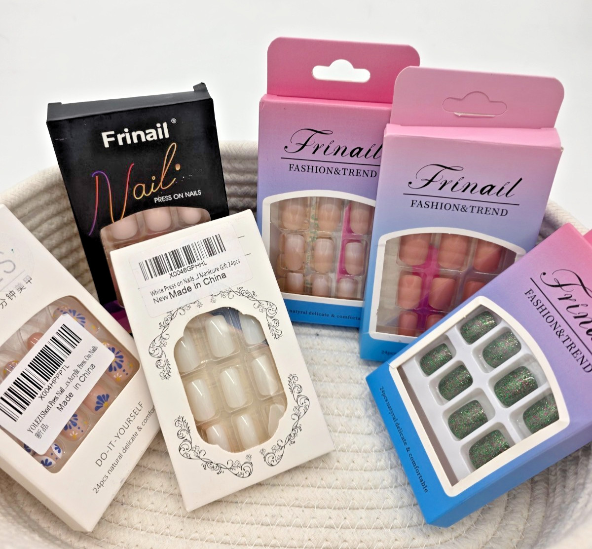 Lot of 6 Press On Nail Kits Frinail Mixed Brands Assorted Styles New Gift Set
