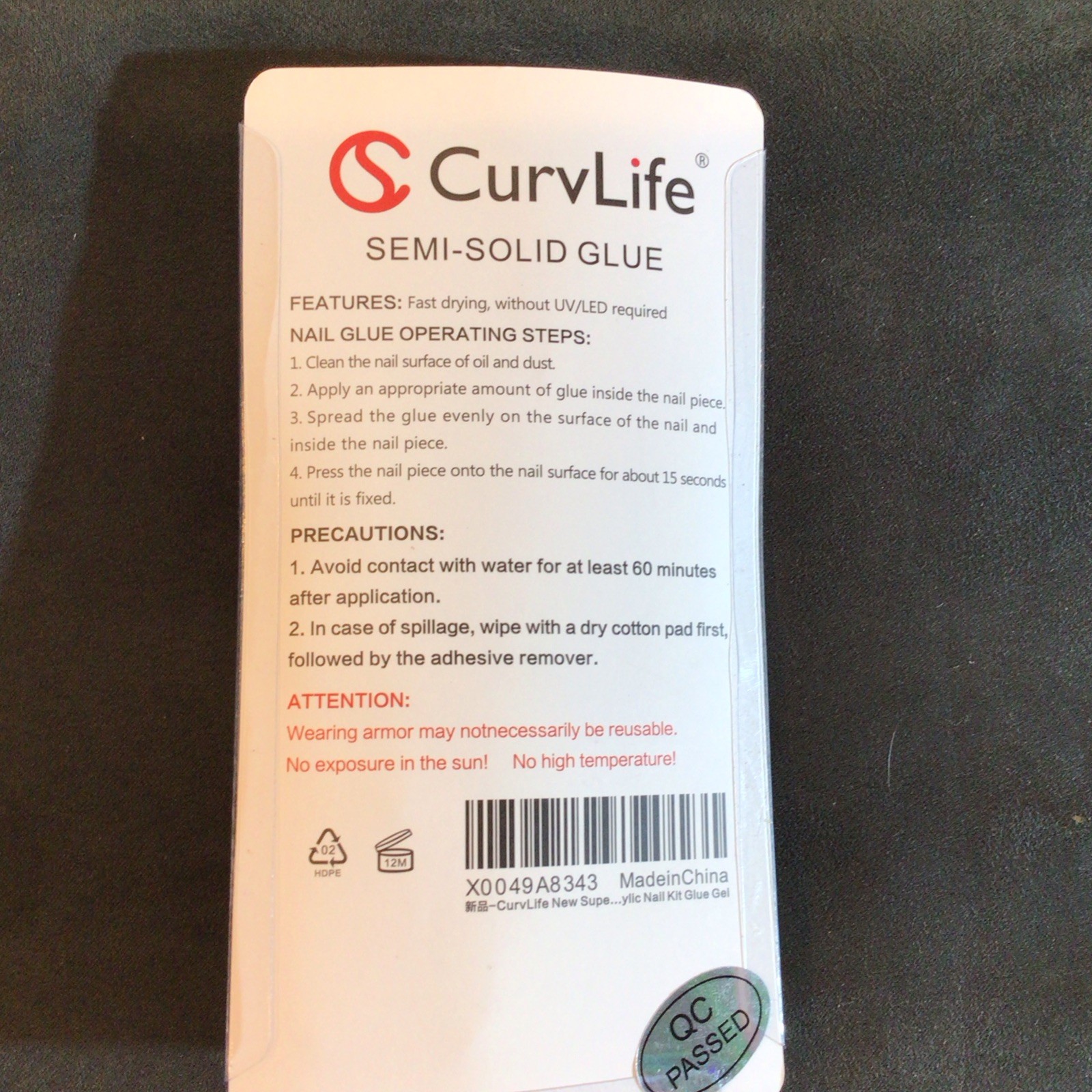 CurvLife Purple Silver Pre-Designed Full Cover Square Press-On Nails M Glue