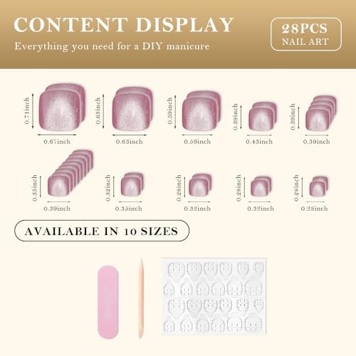 Dusty Rose Pink Cat Eye Press on 28 Ounce (Pack of 1) 28Pcs-Cat Eye-Dusty Rose