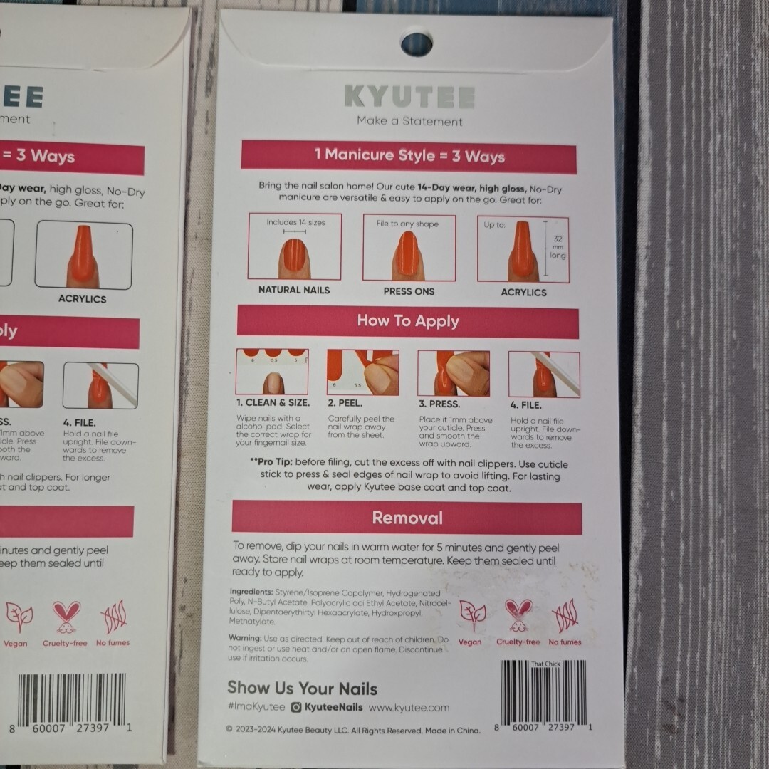 (2) Kyutee Nails Peel Press Instant Gel Polish Manicure ~That Chick~ Olive Green