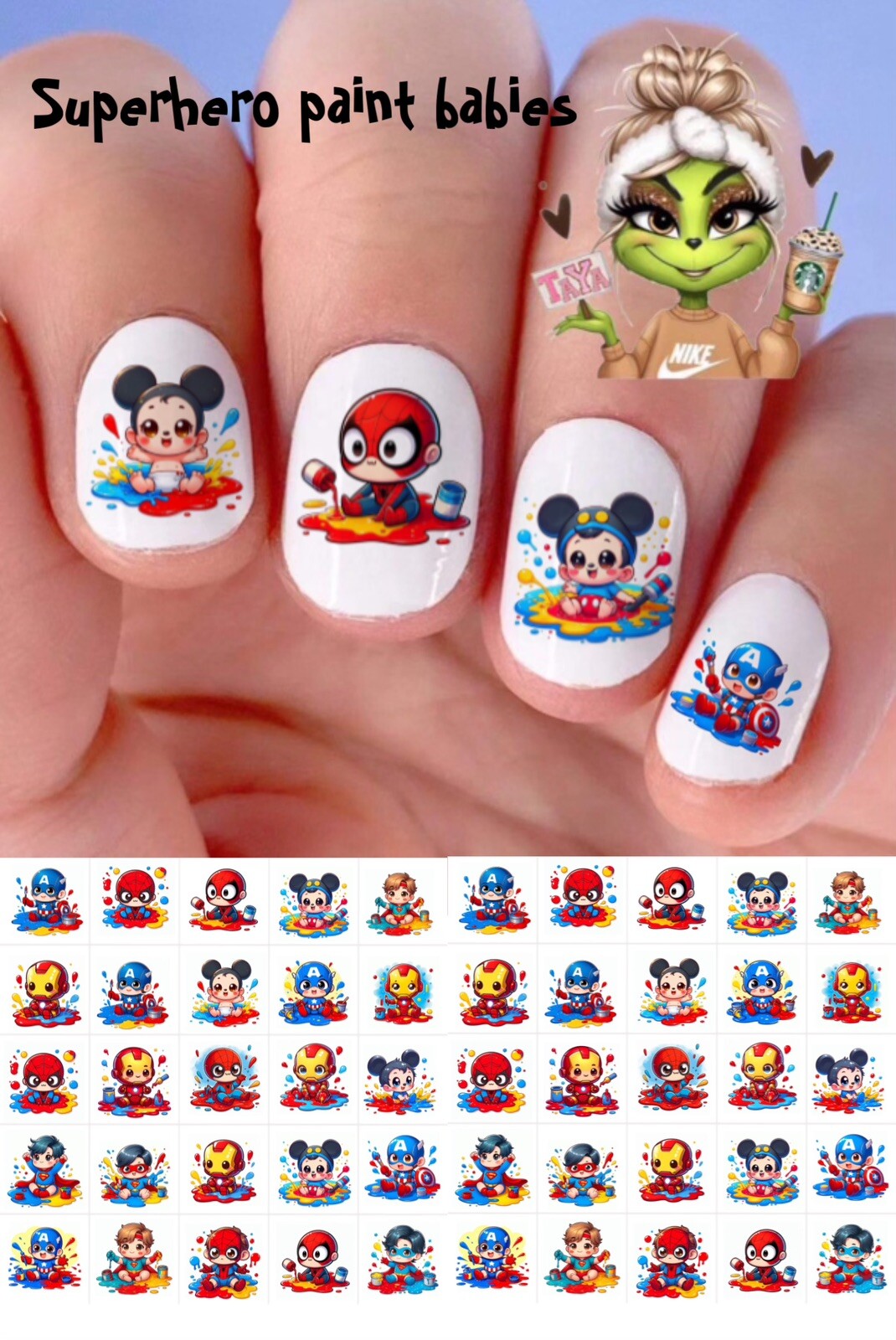Superhero Fun In Paint Waterslide Nail Art Decals Set of 50 Instructions & Bonus