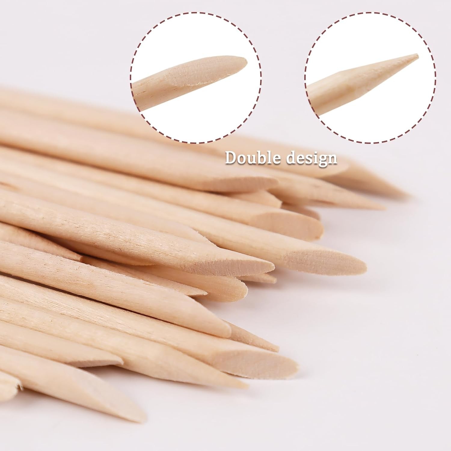 Oran Wood Nail Stis, 4.5-Inch Double Sided Cuticle Pusher and Remover,