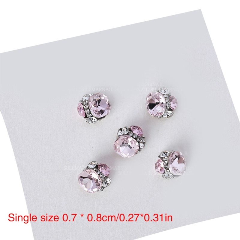 Pack of 5 3D Nail Rhinestones Clear Clear Nail Crystals Gems Nails Art Charms