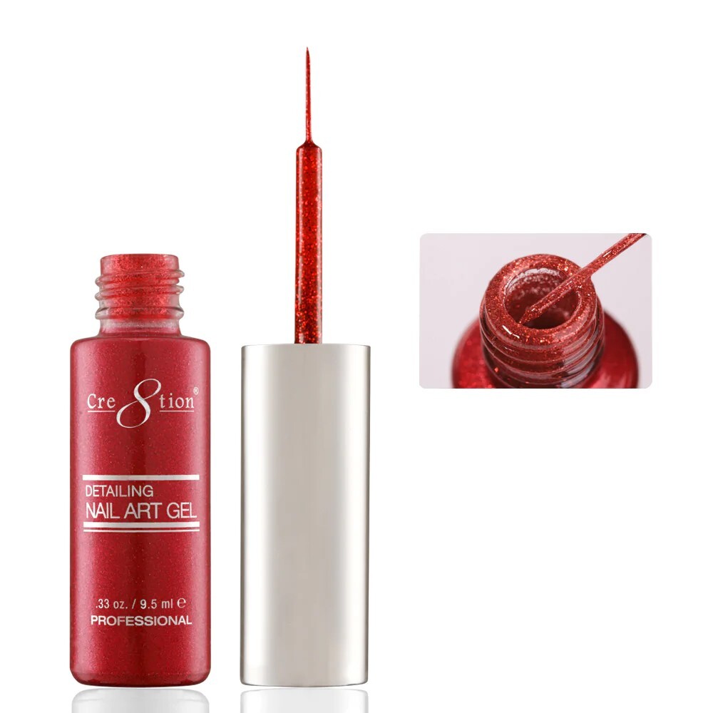 Cre8tion Detailing Nail Art Gel .33 Oz – #28 Red Glitter
