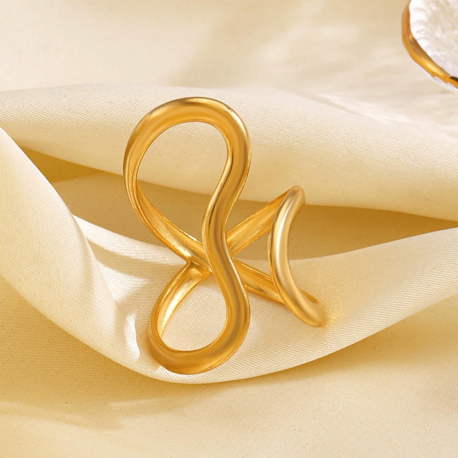 Otxas Chunky Gold Rings for Women Non Tarnish Adjustable Statement Rings Irre…