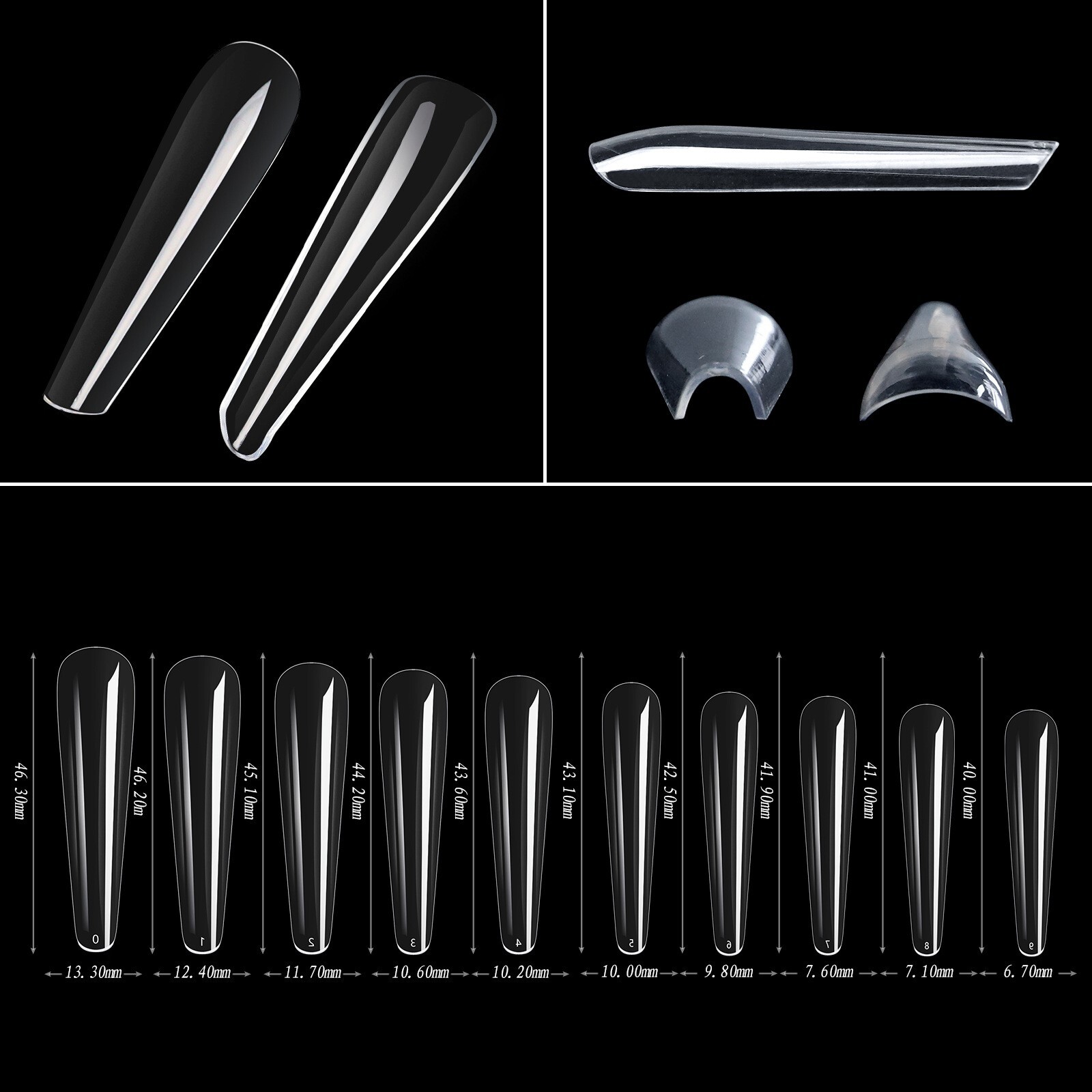 300 Pcs Stiletto Rhombus False Nail Tips XXXL Full Cover Artificial Nails DIY