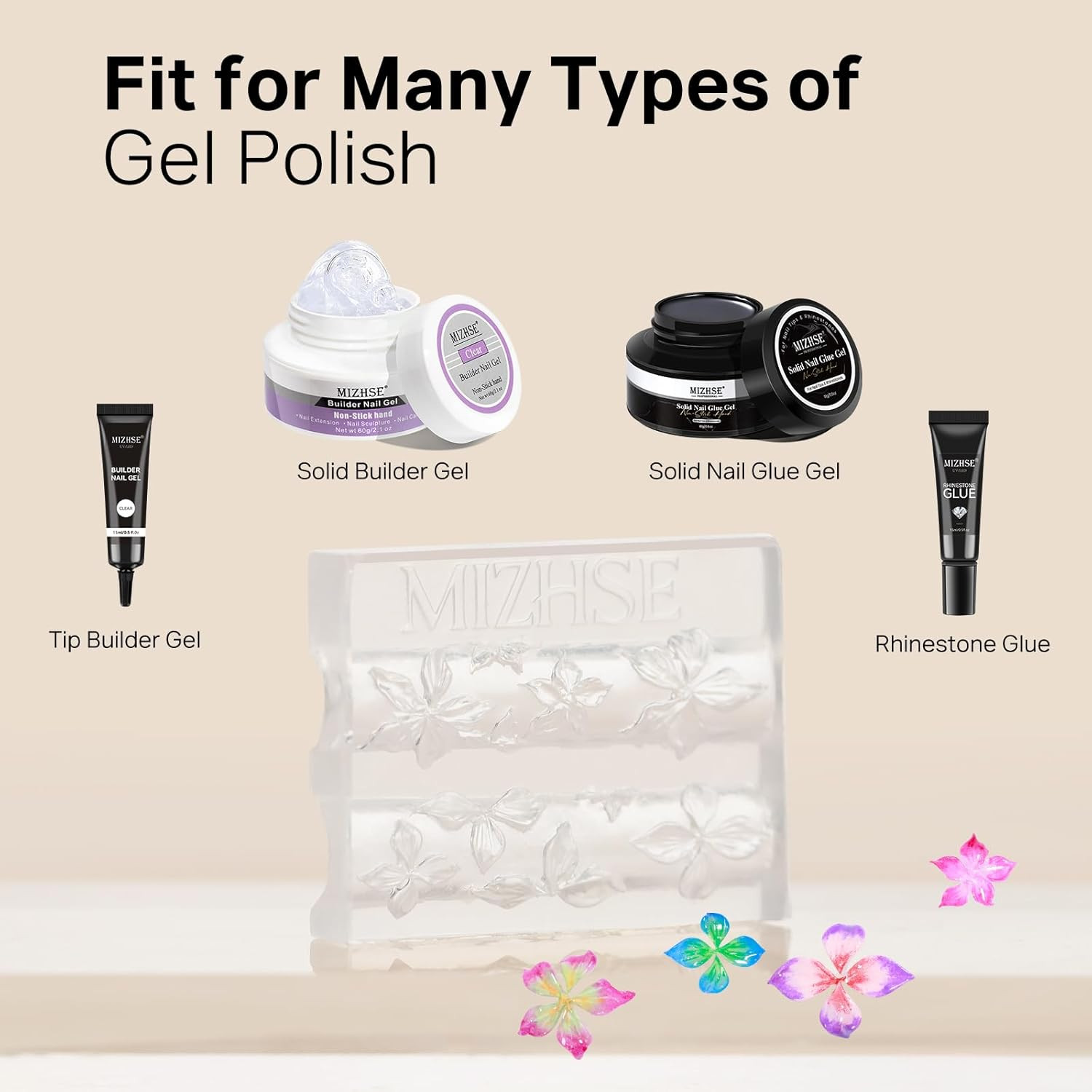 3D Nail Molds for Nail Art, 1PC Silicone 3D Flower Charm Nail Molds for 3D Sculp