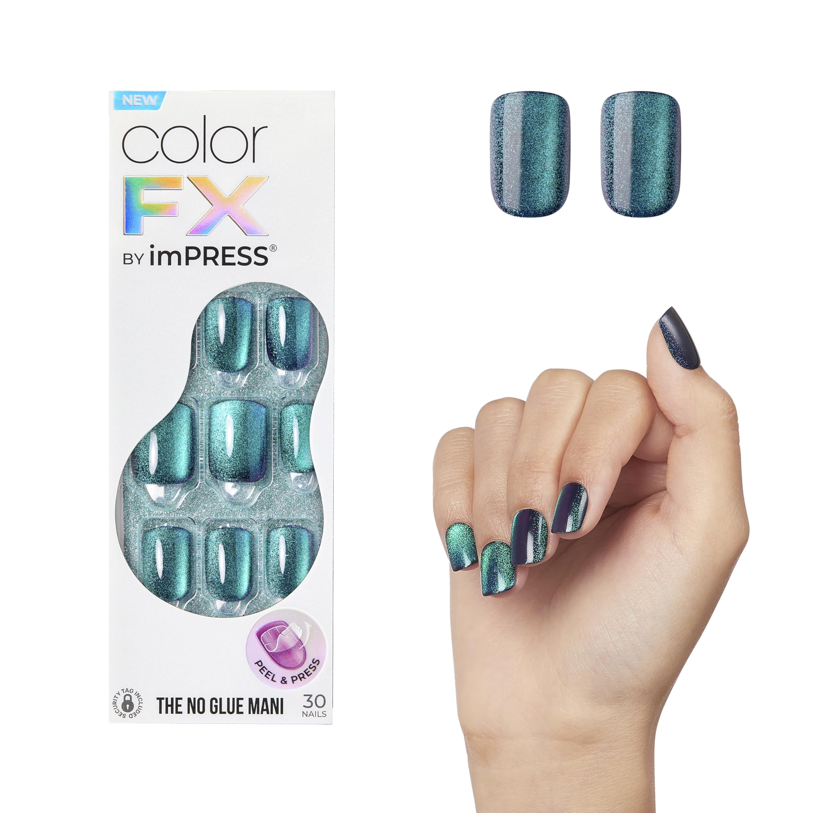 Glue Mani Press On Nails Better Things Green Short Squoval 30 Nails Full Set NEW