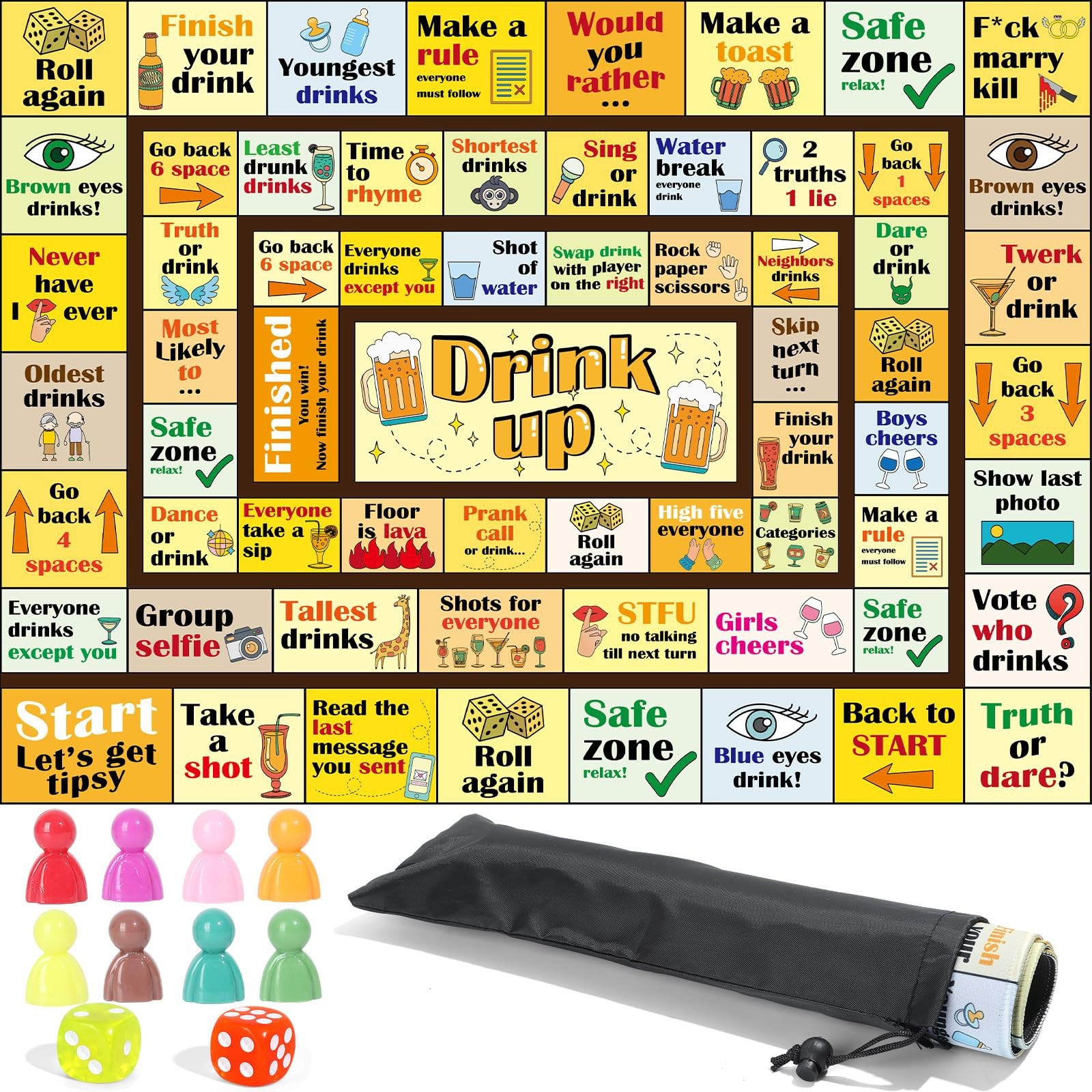 Lonfliness Drinking Board Games for Adults Funny 15 x 11 inches, Multicolored