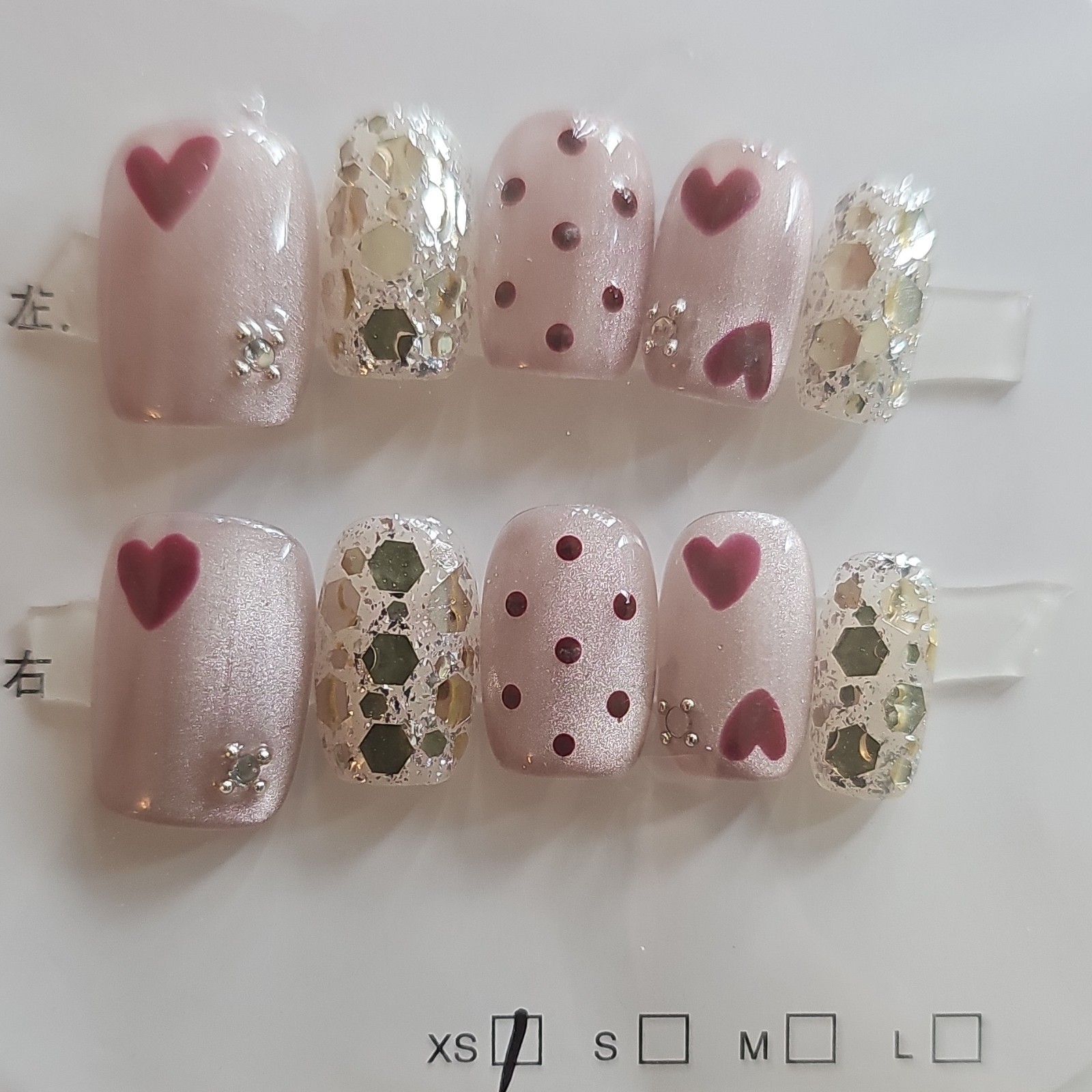 10 Sets Handmade Press On Nails Mixed Designs Bling Charms Glossy/ Full Cover