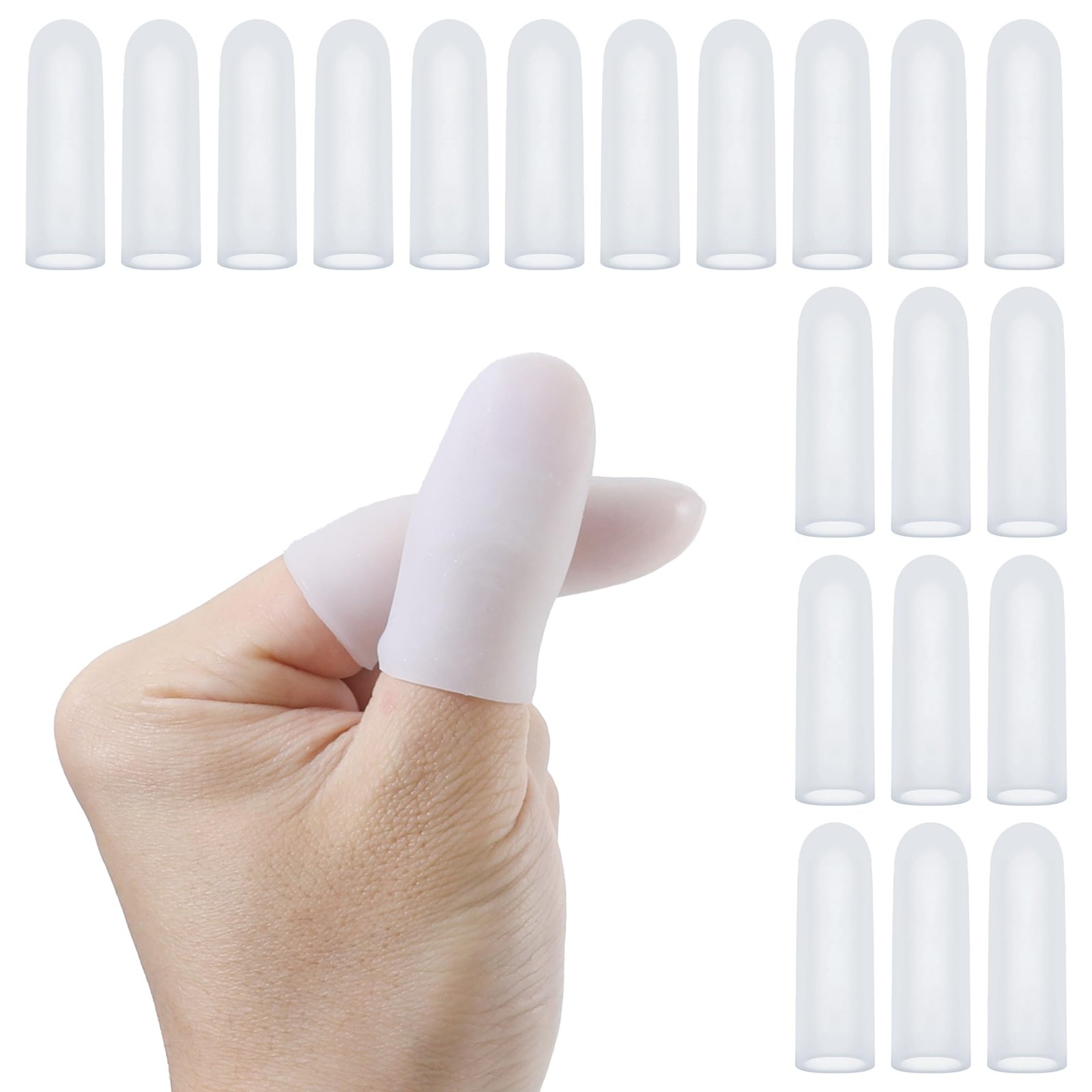 20 PCS Gel Silicone Finger Cots Protectors Sleeves Thumb Support Eczema Care