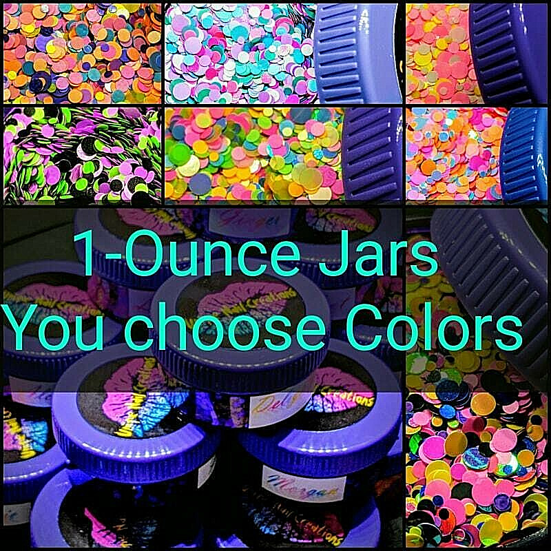 BULK 1 OUNCE JAR~Dot’s, Star, GLITTER~U Choose Nail•Acrylic•Gel•Body Art•Face