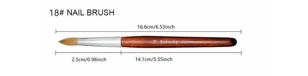 Kolinsky Sable Acrylic Nail Art Brush Round Red Wood Handle Professional size 18
