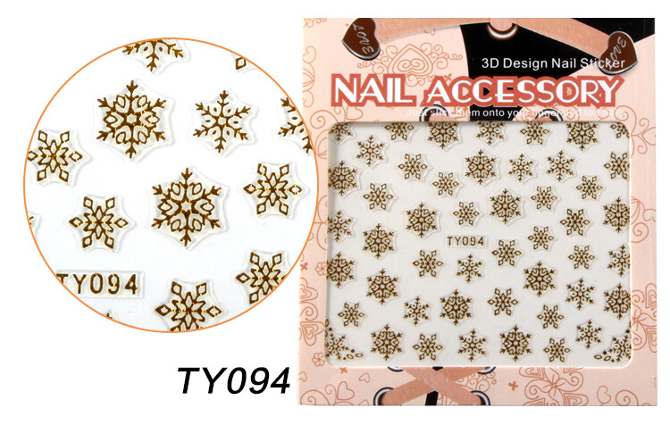 Nail Art Stickers Self-adhesive Gold Christmas Snowflake Santa Snowman Xmas