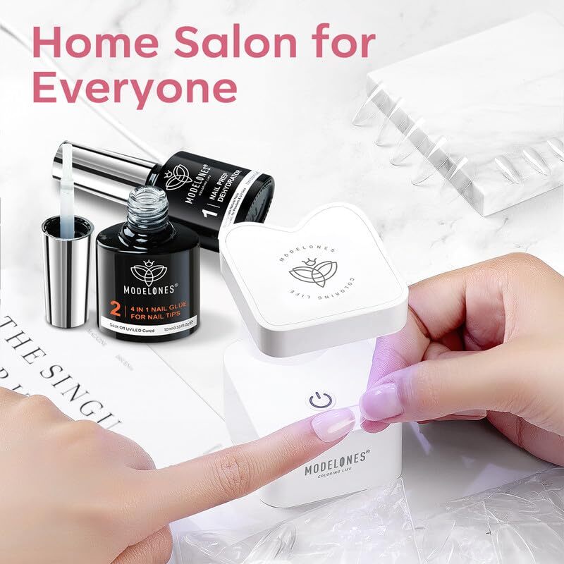 Gel Nail Kit, 500Pcs Soft Gel Nail Tips Medium Almond Shape, 4-in-One Nail Gl…