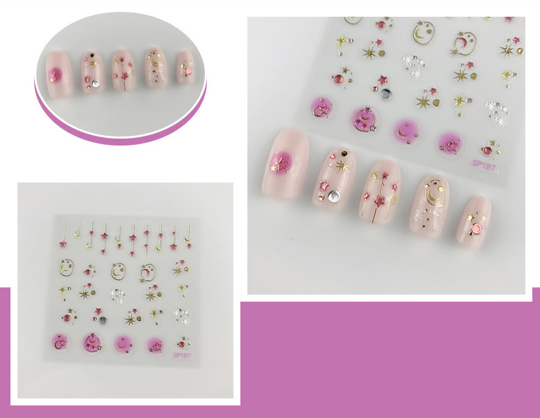 Nail Art 3D Nail Decal Stickers Beauty Sticker Adhesive Gold Snowflake Flower