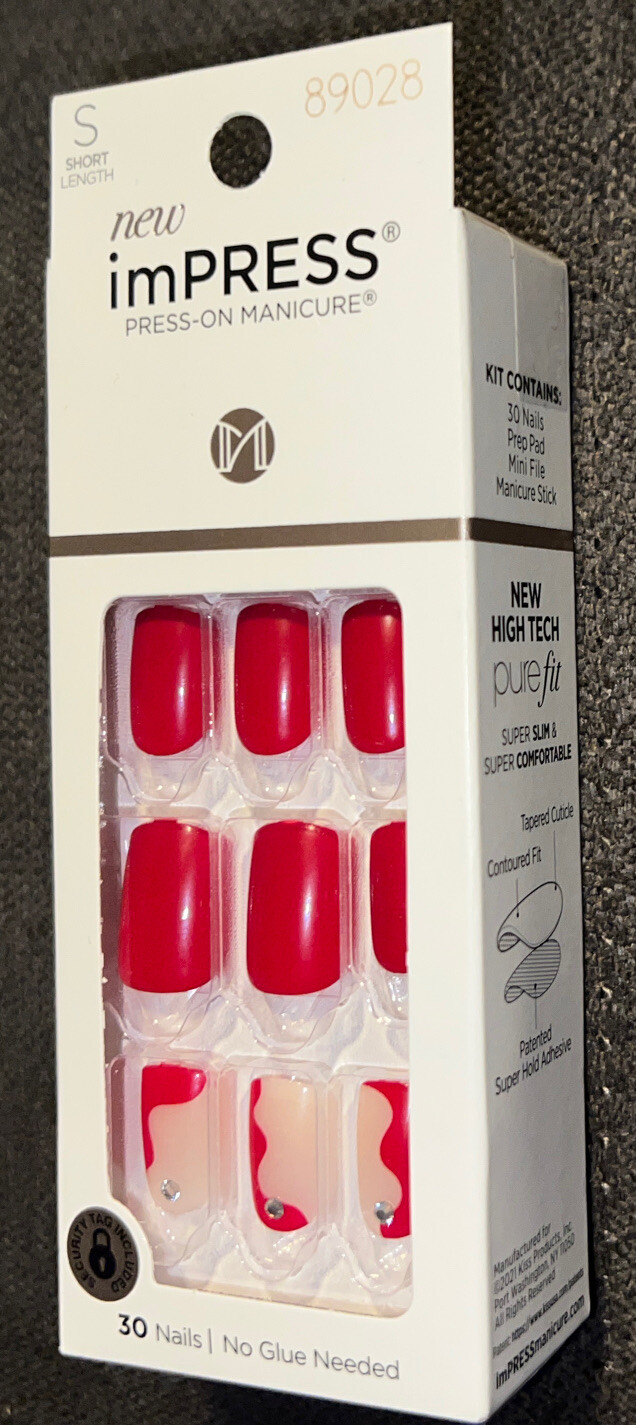Kiss imPRESS Press-on Manicure Short 30 Red Nails “ADORE YOU”💅