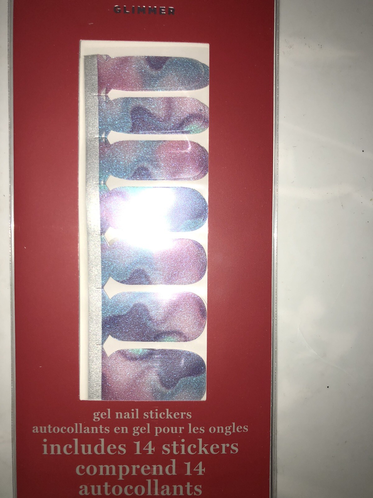 2 Avon Nail Art Fmg Press-On Nails NIB Purple , Blue And Pink Tie Dye Design