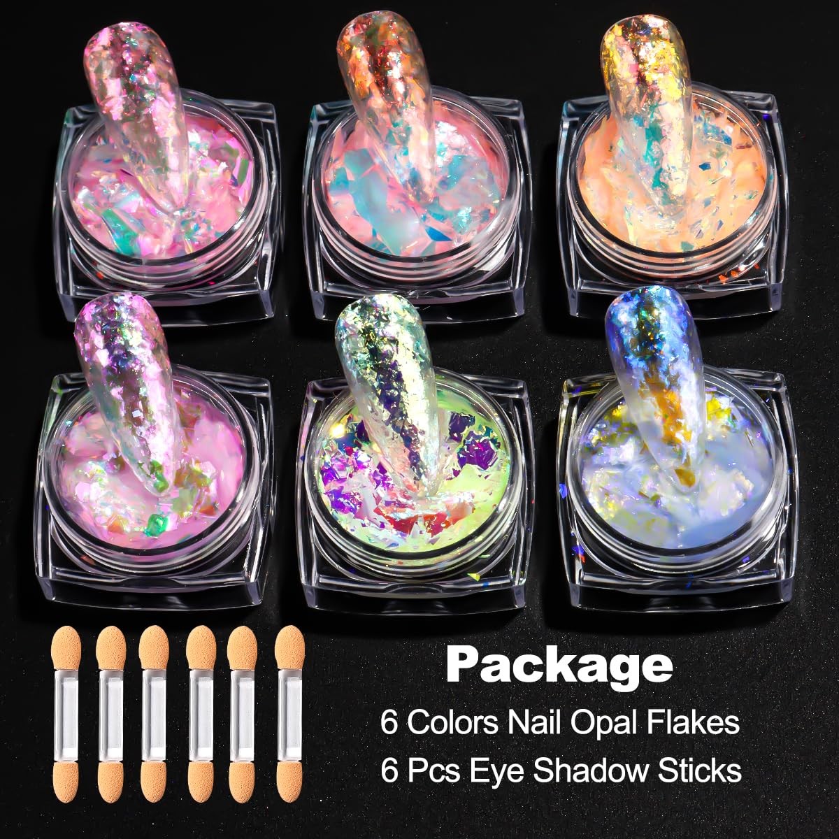 Chameleon Nail Glitter Flakes,6 Colors Ice Transparent Aurora Multi-color
