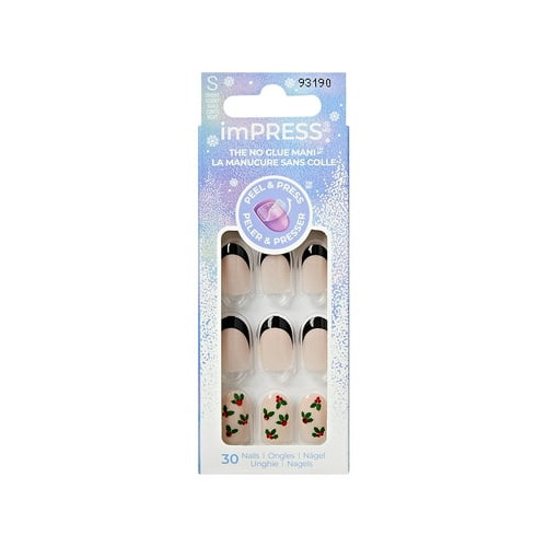 KISS imPRESS Press on Nails, Soft Glowing Snow, Beige, Short Oval, 30 Count NEW