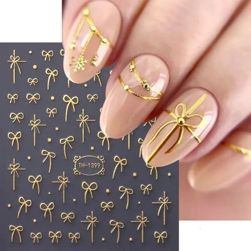 Bows Nail Art Stickers 6 Sheets 3D Self-Adhesive Valentines Nail Decals Style-7