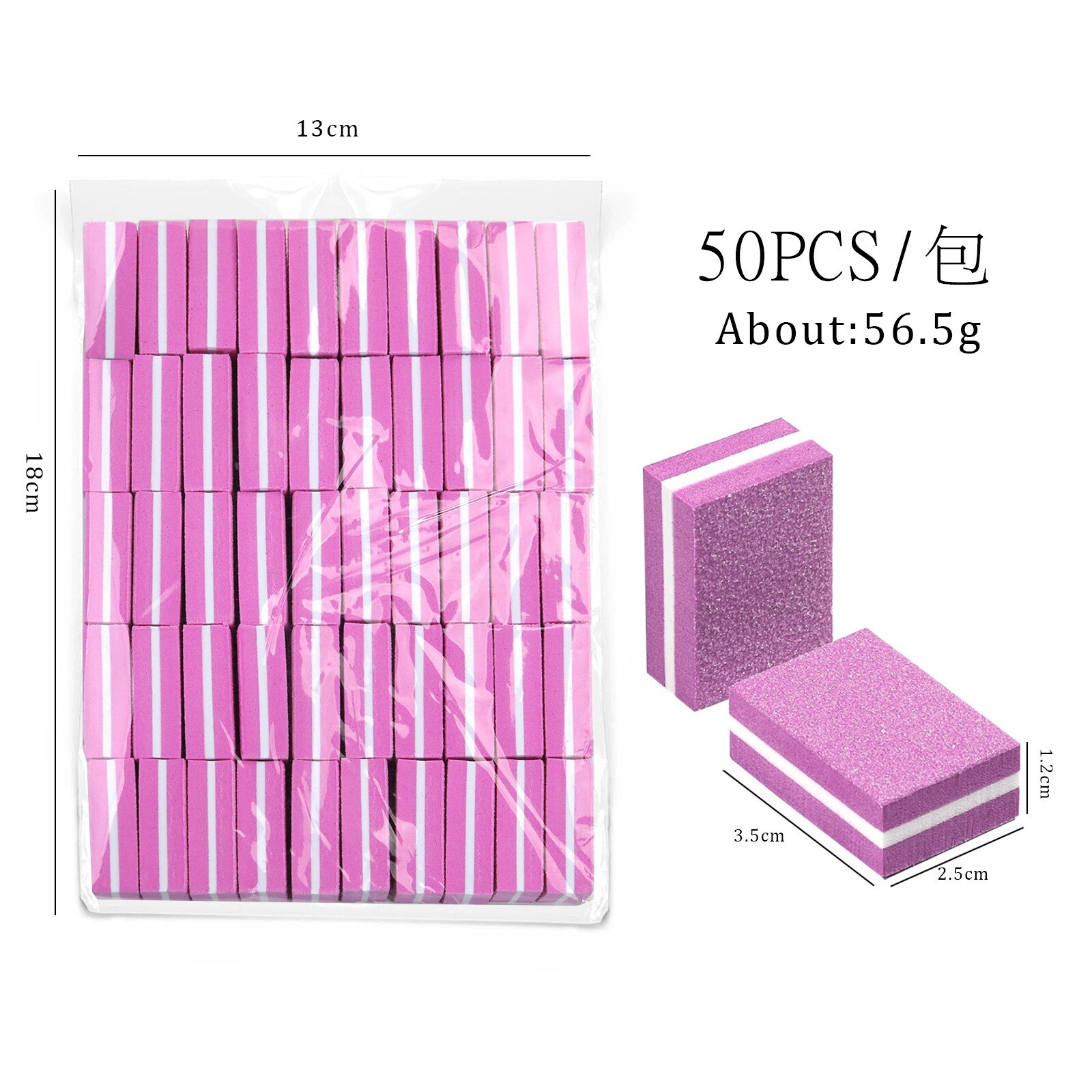 50Pcs Mini Nail Buffer Blocks 180/100 Grit Durable Nail Sanding Blocks Nail Tool