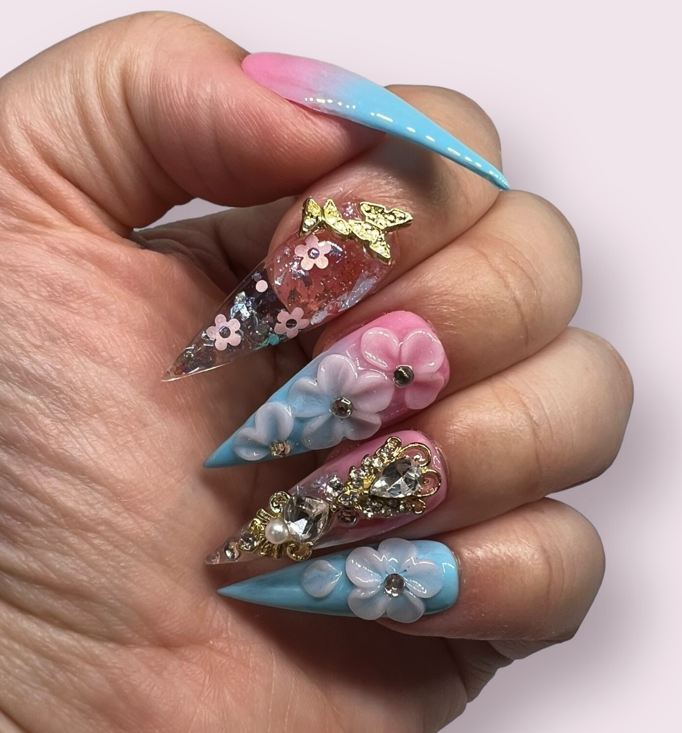 Luxurious Handmade Acrylic Press On Nails – A12 – High Quality & Reusable