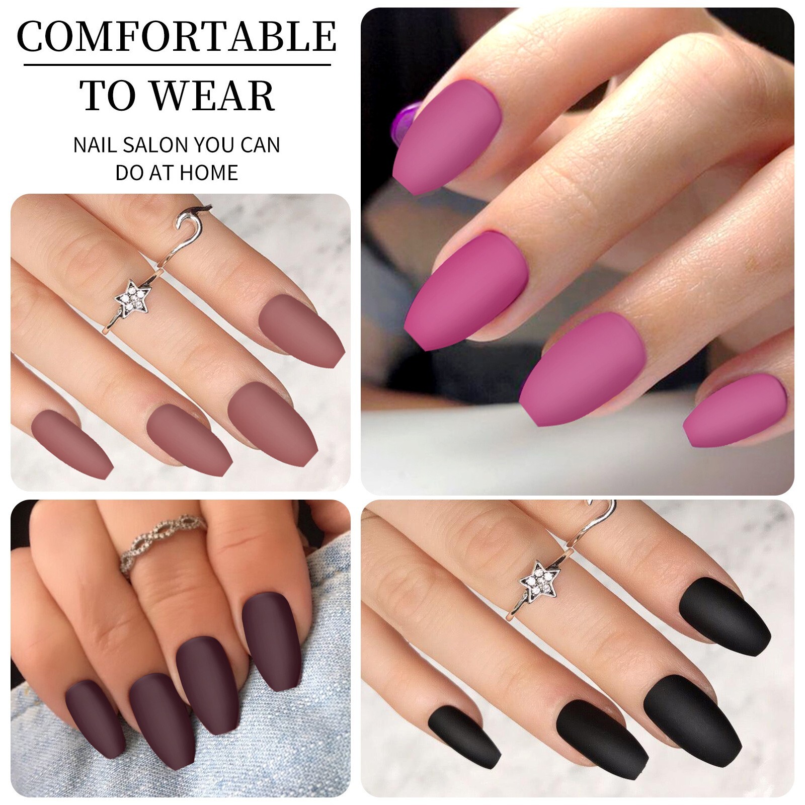 96Pcs Matte Short False Nail Tips Coffin Square Full Cover DIY Press-On Nails