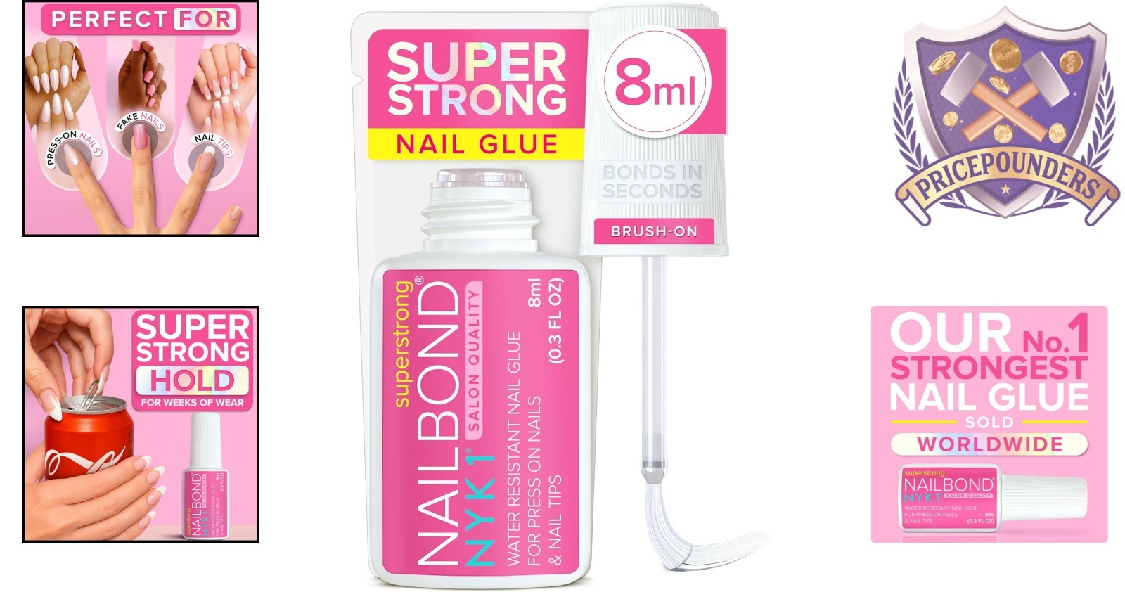 Super Strong Nail Glue Liquid 8ml Fast Drying Water Resistant for Tips Acrylics