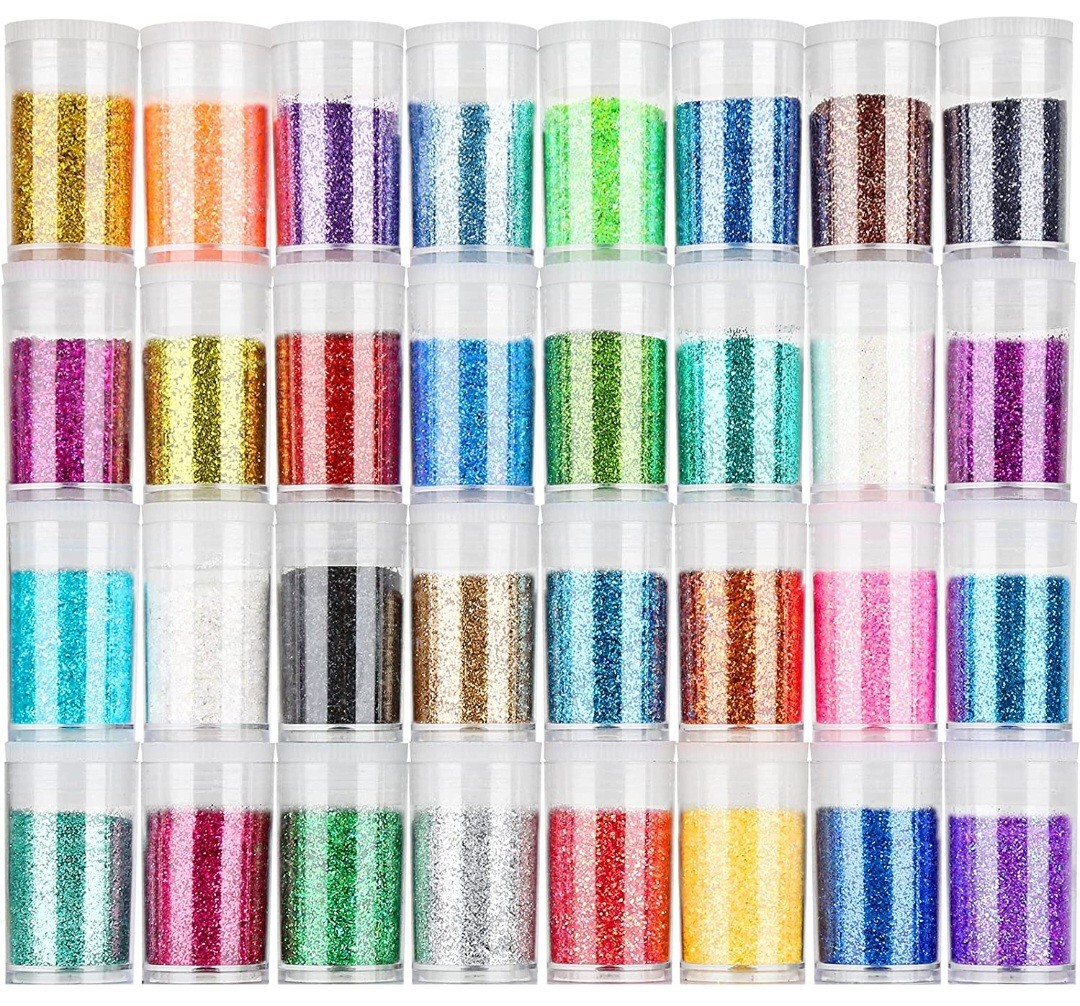 Fine Glitter Sparkly for Crafting, FANDAMEI 32 Colors of Nail Glitter Face