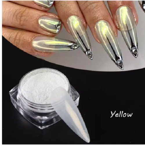 Moonlight Pearl White Nails Glitter Dust Chrome Aurora White Rubbing on Powder S