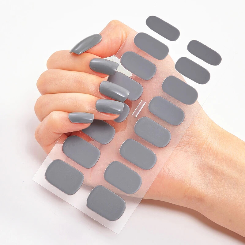 16 Strips Patch Full Cover Wraps Gel Nail Sticker UV Lamp Semi-Cured Manicure