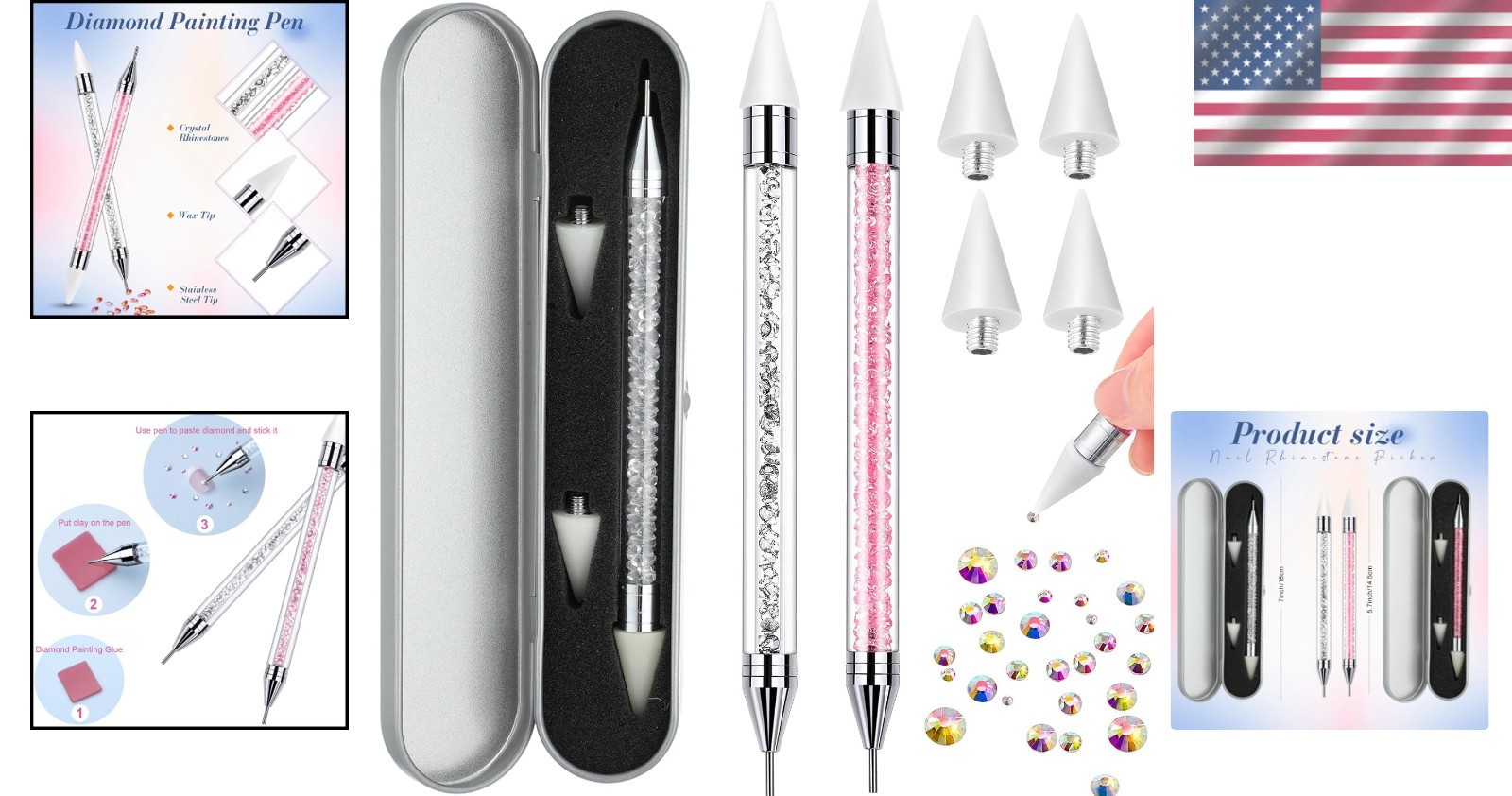 Quality Rhinestone Dotting Pens with Wax Tip – Perfect for Nail Enthusiasts