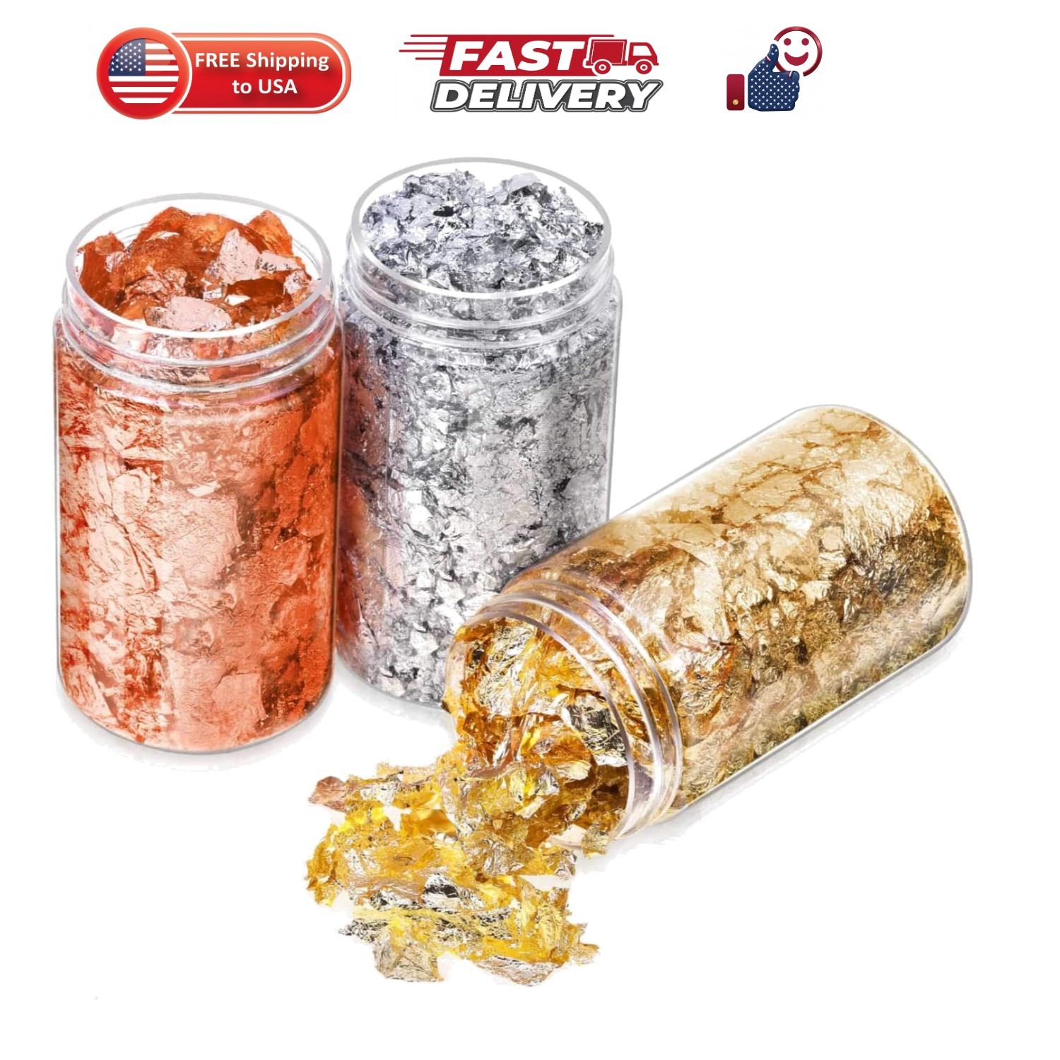 Gold Foil Flakes for Resin, Imitation Gold Foil Flakes Metallic Leaf for Nail…