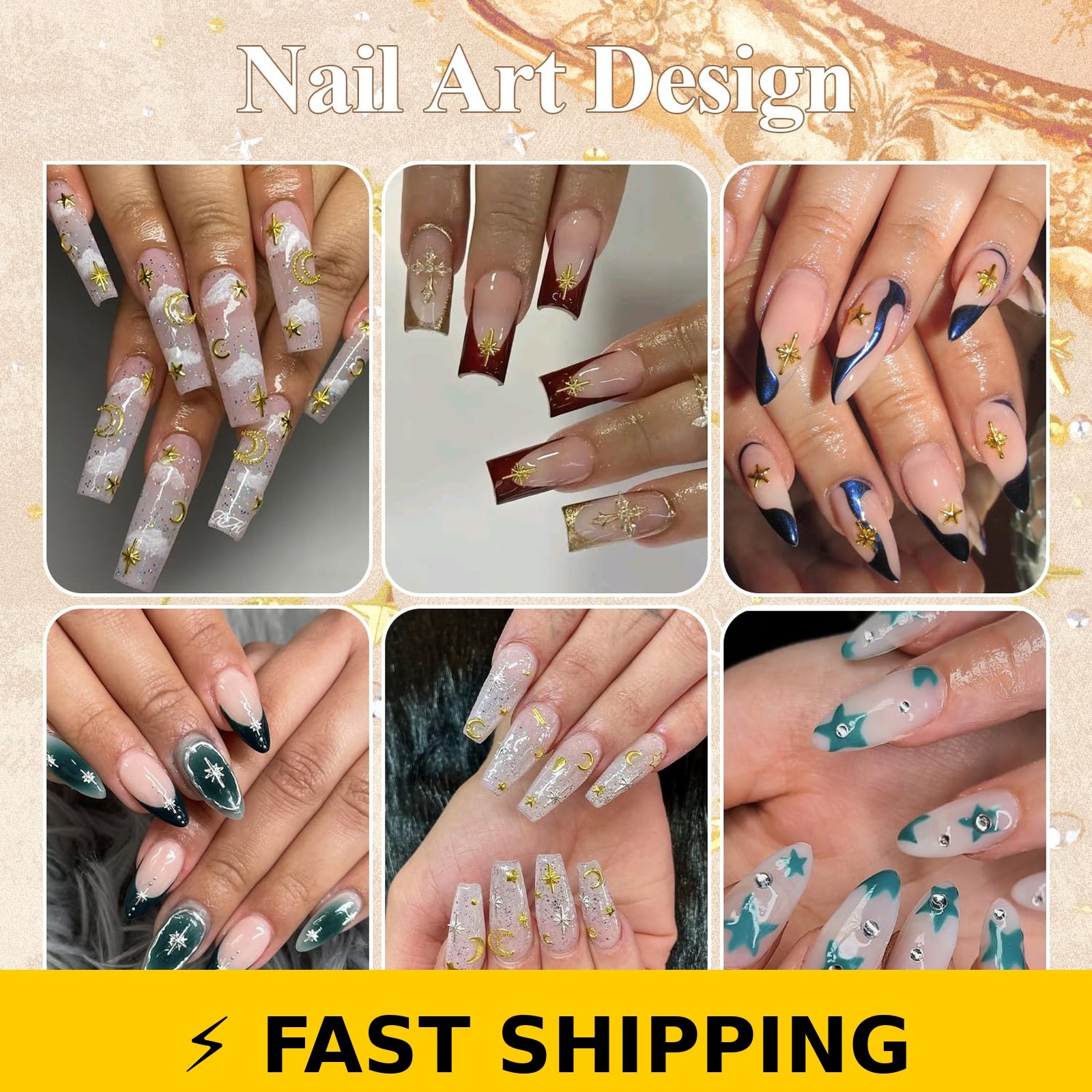 BELLEBOOST 3D Star Nail Charms & Caviar Beads Kit – 2640 Pcs