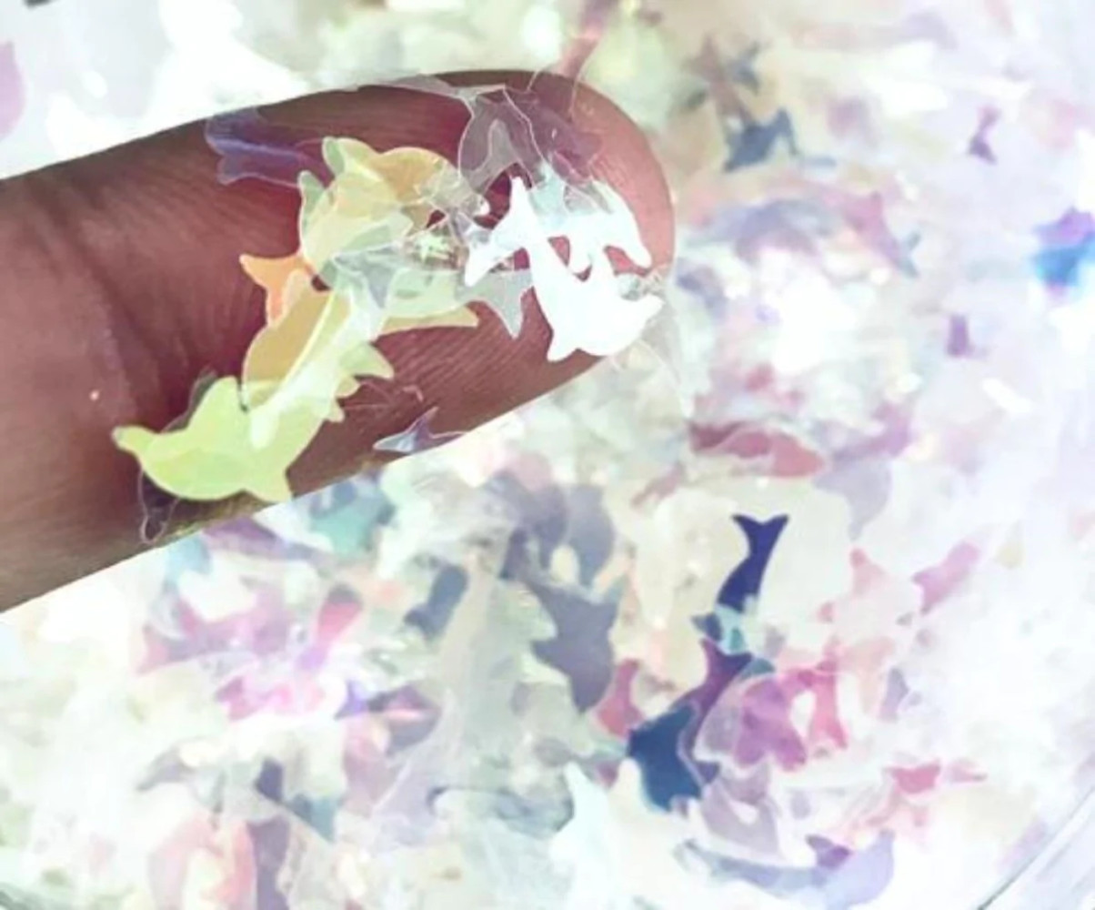 8g Holographic Nail Art Sequins 10mm Dolphin Turtle Glitter Sequin Decoration