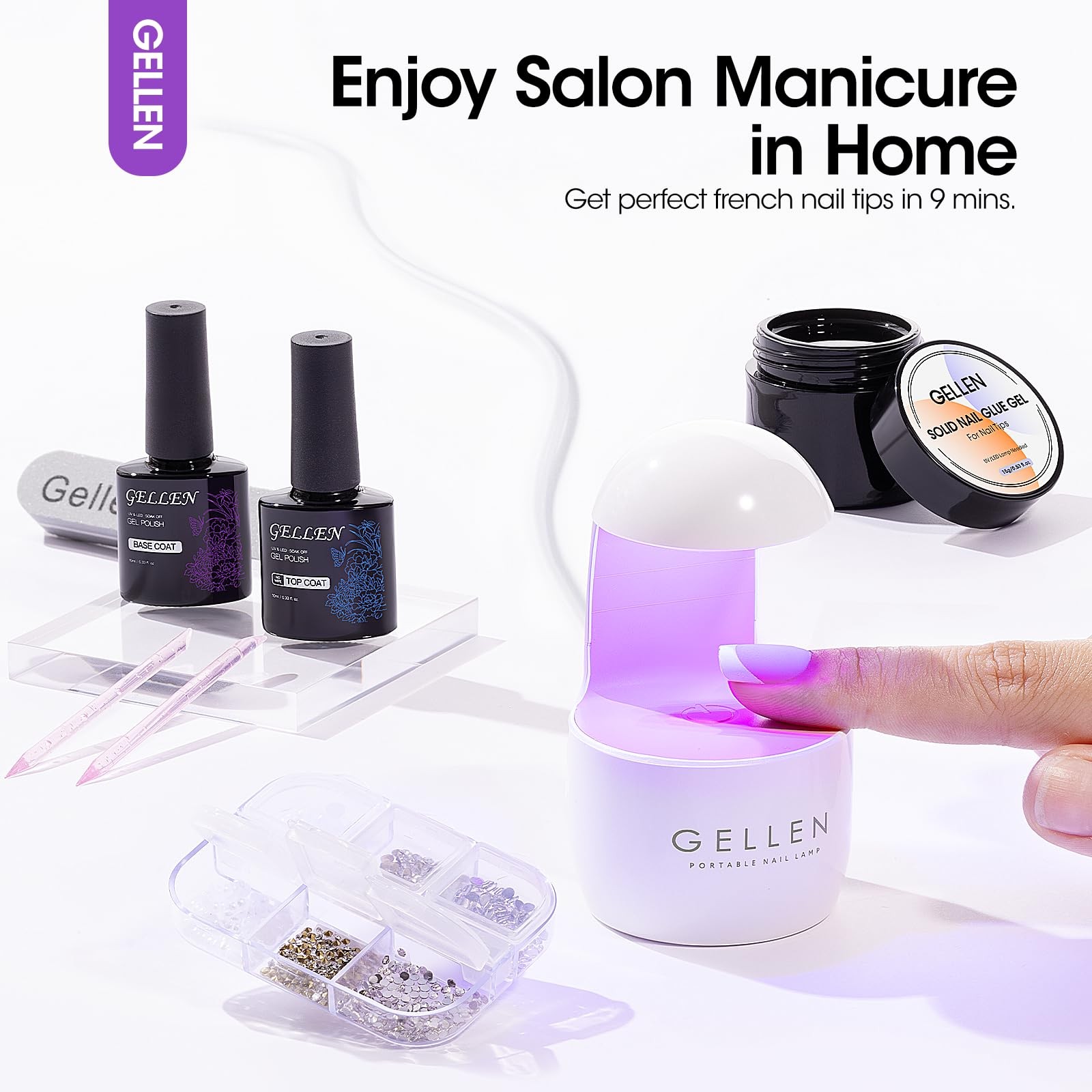 Gellen Pink French Tip Gel Nail Kit, 240PCS Short Square Press on Nails | Inc…