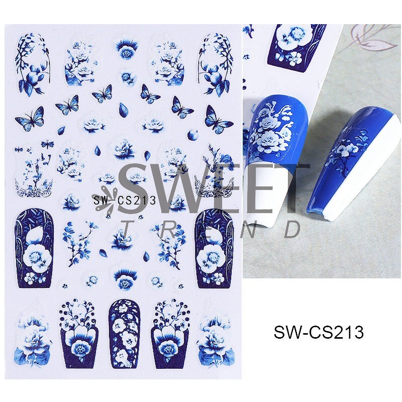 5Pcs Nail Art Decal Stickers Butterfly Beetle Flower Turnip Summer Spring NS52