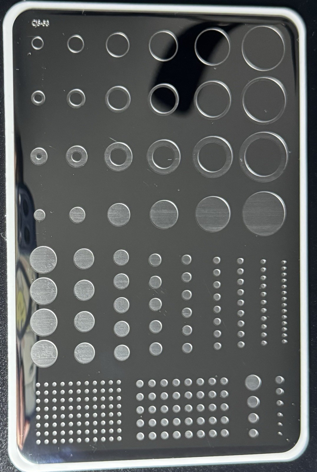 Clear Jelly Stamper CJS-53 Geometric Dot Circles Silver Nail Art Stamping Plate