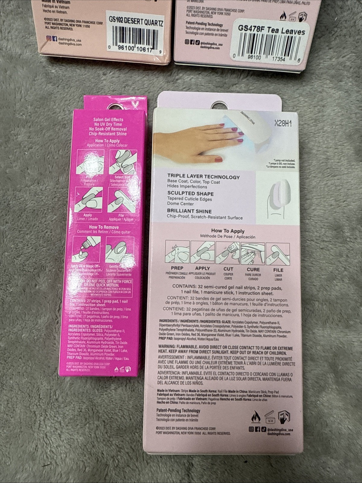 Set 4 Dashing Diva Nail Strips Gloss Ultra Shine Nail Color Pink Blue Gel Lot