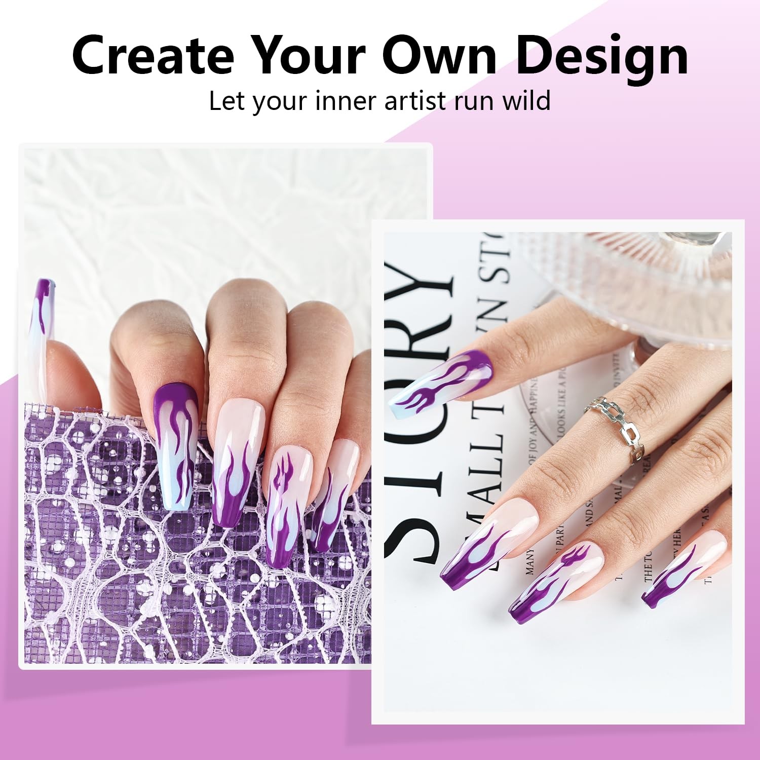 Dark Purple Swirl Nail Art Liner Gel Polish,10ml Classic Color 3D Nail Art Pe…