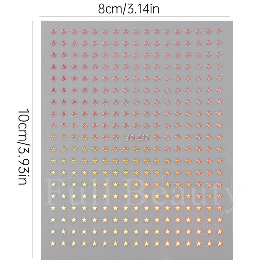 Stars Nail Art Stickers Decals 6 Sheets Supplies Self-Adhesive Peel SO285 NS53