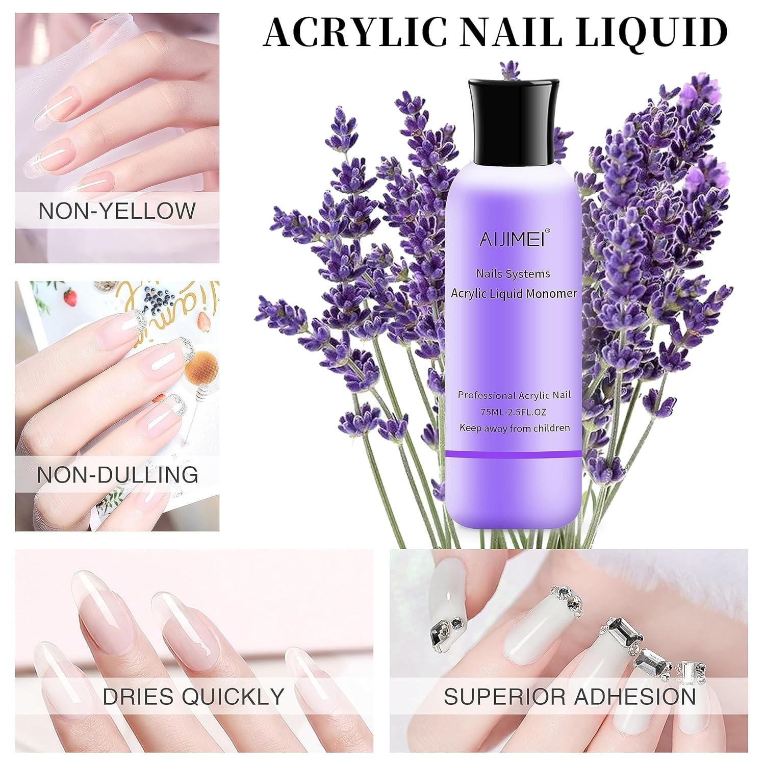 Acrylic Nail Liquid Monomer 75ml – Salon-Quality Adhesion & Non-Yellowing