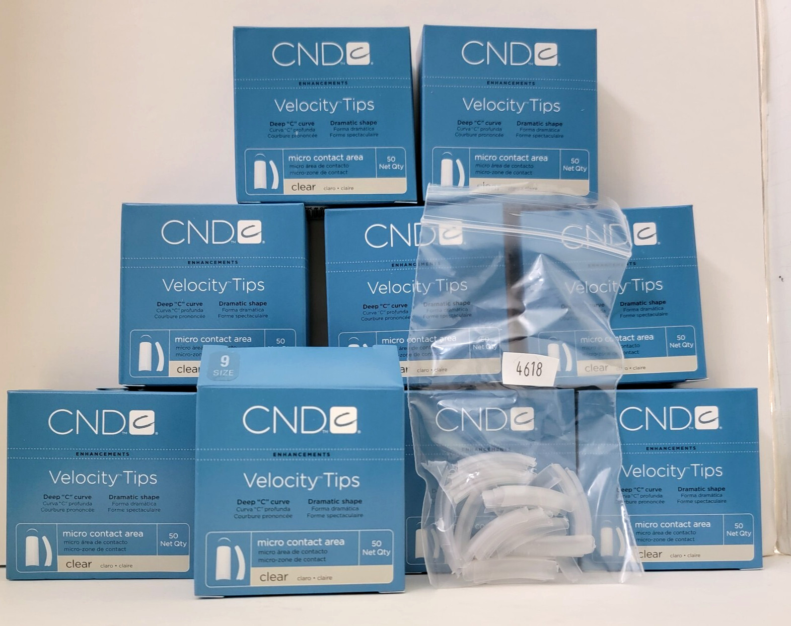 CND VELOCITY TIPS CLEAR NAILS MICRO Contact Area # 9 – 50 COUNT x 10 pk