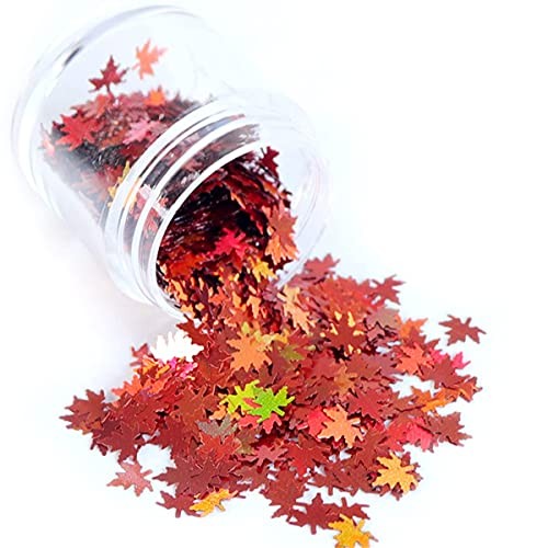 Holographic Glitters Fall Maple Leaf Shaped Nail Art Sequins yellow yellow