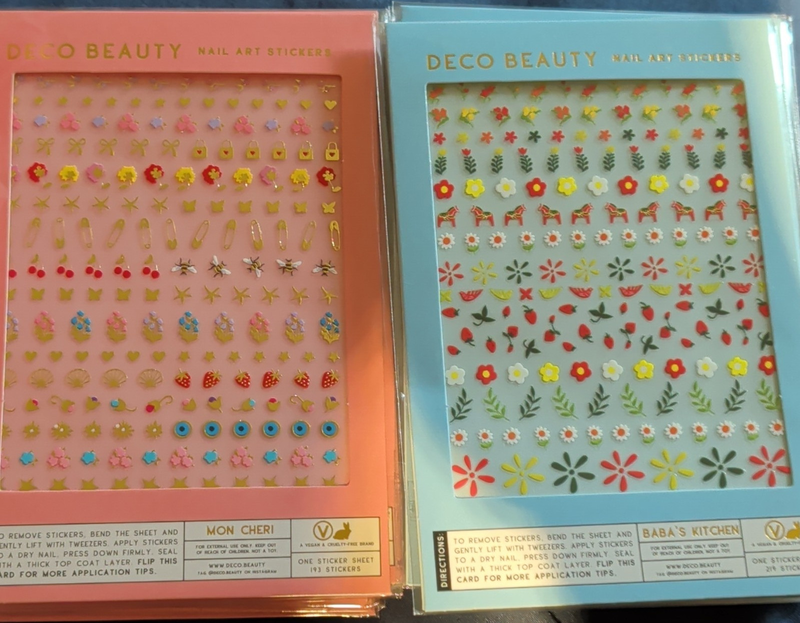 Deco Beauty Nail Art Stickers 2 Sheets Mon Cheri/Baba’s Kitchen Lot of 2 Flowers