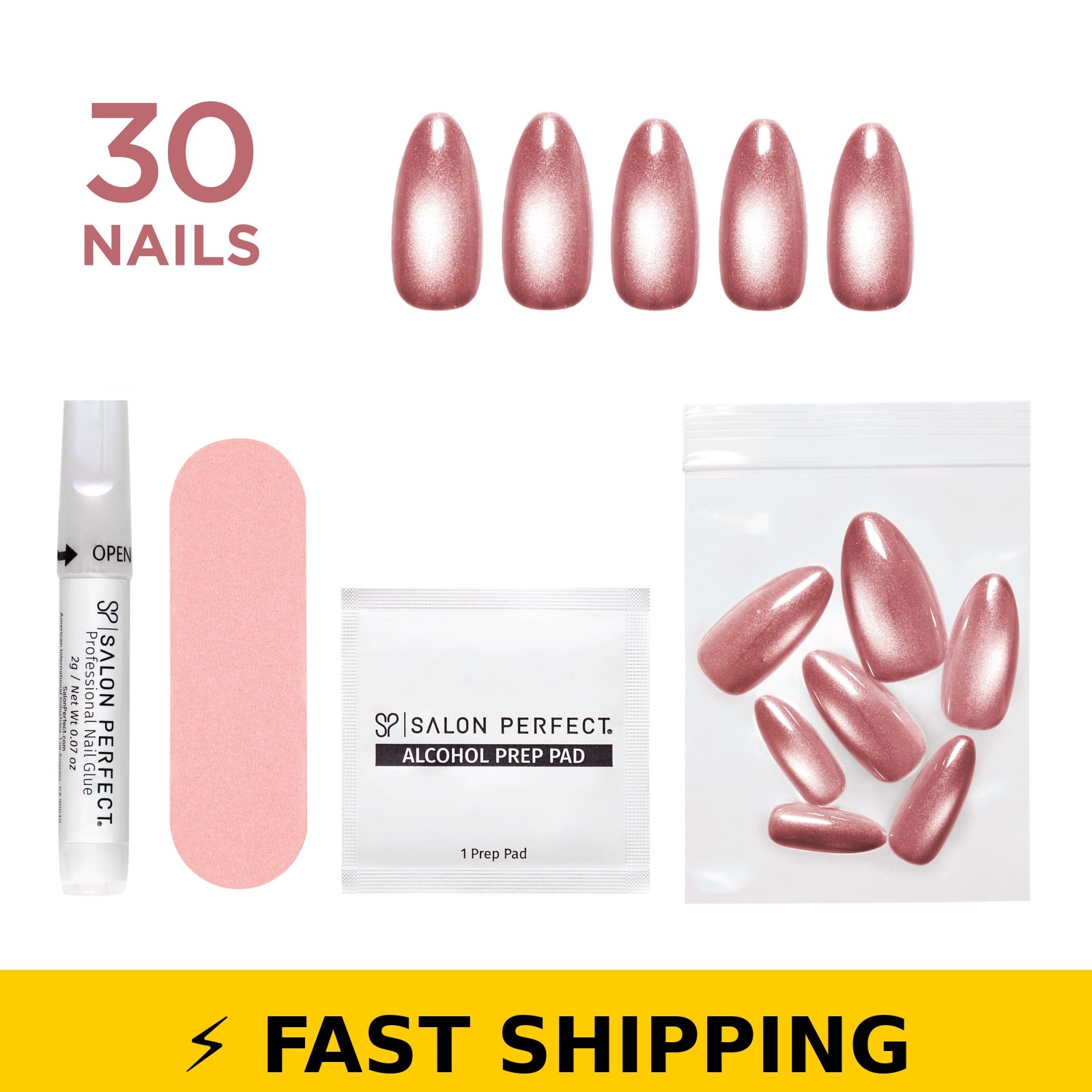 Salon Perfect Press On Nails 381 Glass Magenta Almond Medium