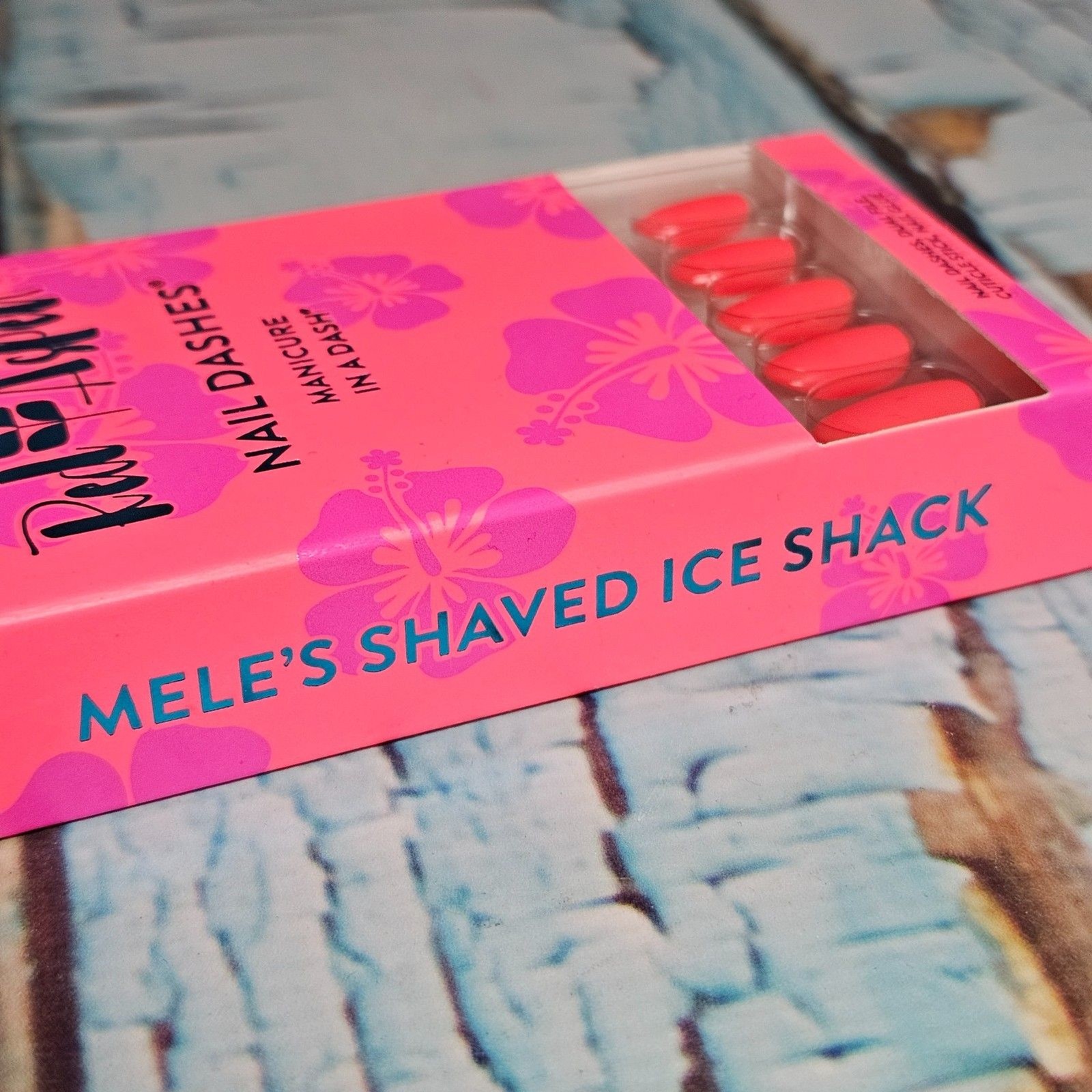 Red Aspen Mele’s Shaved Ice Shack Nail Dashes Medium Oval Pink Coral New