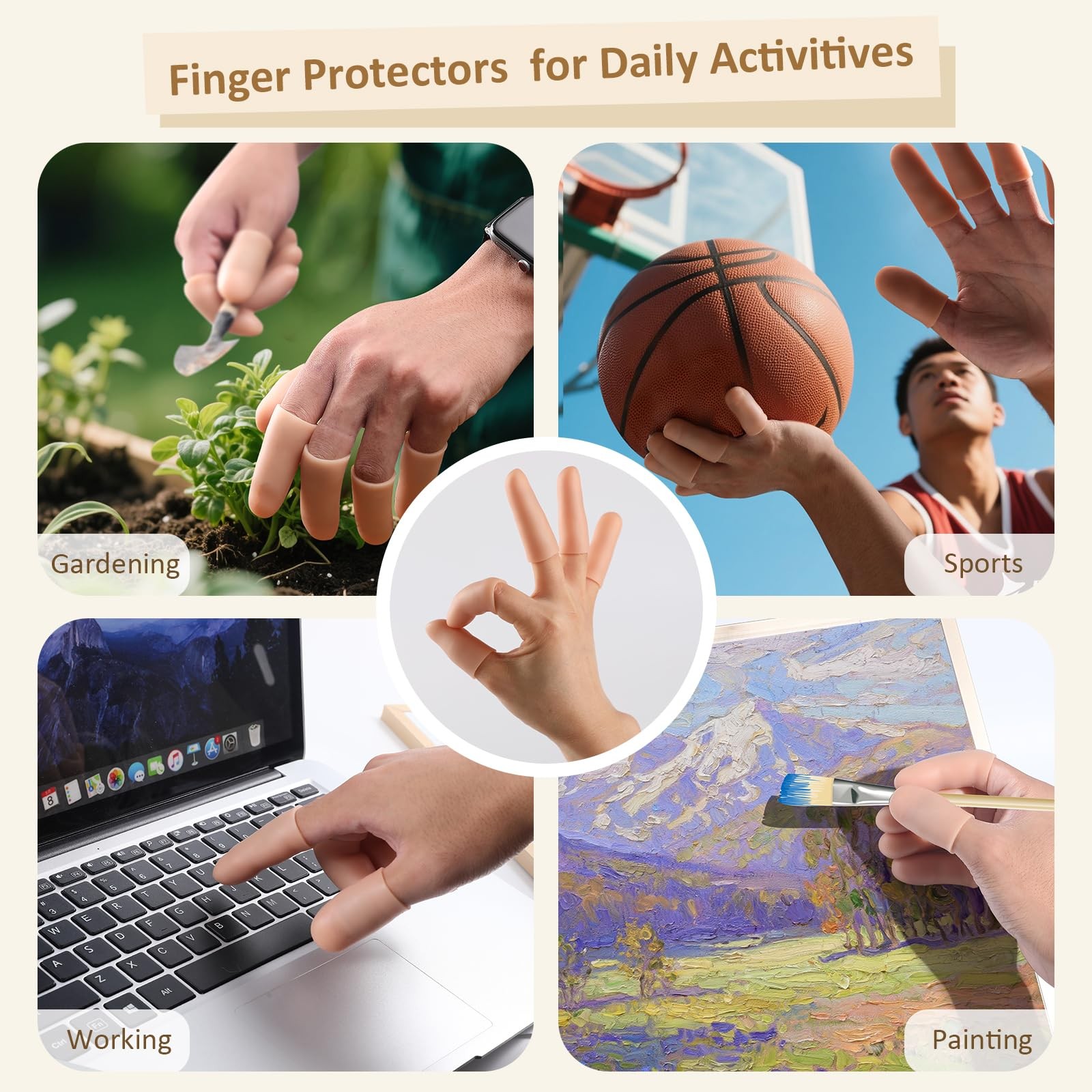 YIVCKOM Gel Finger Cots, Silicone Finger Protectors, Fingertip Bandages Banda…