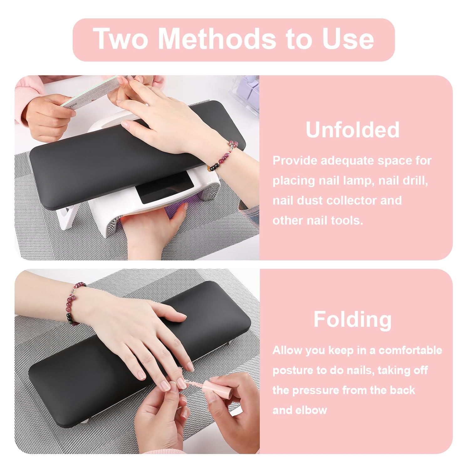 Nail Arm Rest for Nails Tech, Foldable Hand Stand for Nail Tech with PVC Table M